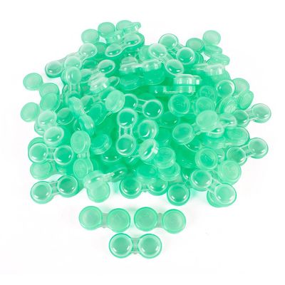 Dhoptical 100Pcs Contact lens case Colorful Contact Lens Holder Box Left/Right Eyes (Green transparent)