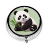 Lovely Panda Pill Box Metal Round Small Pill Case Cute 3 Compartment Pill Organizer Portable Travel Pillbox Mini Pill Container Holder for Daily Medicine Supplement Vitamin view 1