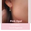 18K Gold Hoop Earrings for Women - Authentic 925 Sterling Silver Hoop Earrings with Pink Opal Crystal - Hypoallergenic October Birthstone Gift for Mothers Day view 3