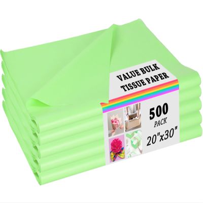 500 Sheets Light Green Tissue Paper for Gift Bags Wrapping Tissues Bulk 20 X 30 Inch Wrapping Paper for Gift Packaging Art Crafts DIY Birthday Wedding Party Favors