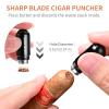 Demcigar Cigar Punch Cutter,Cigar Draw Enhancer 2-in-1 Stainless Steel Cigar Hole Opener,Three Needle Puncher(Black) view 3