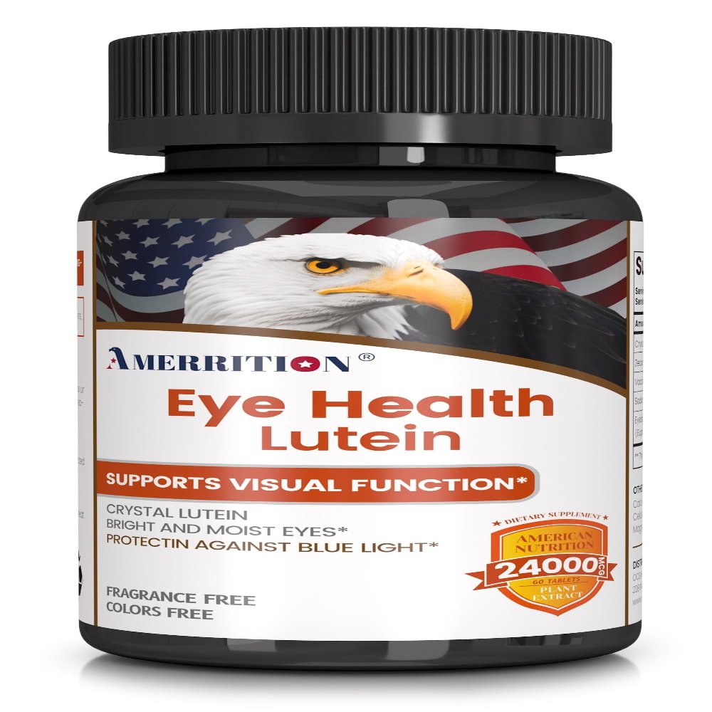 Amerrition Advanced Lutein Eye Health Supplement - Enhanced with Zeaxanthin, Supports Vision & Eye Health - Non-GMO & Gluten Free - Natural Eye Vitamin Tablets - 60ct