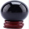 NIBHZ Natural Crystal Ball, Black Obsidian Crystal Balls Decorative Ball Fortune Telling Ball with Wooden Stand,Obsidian ball-80mm view 1