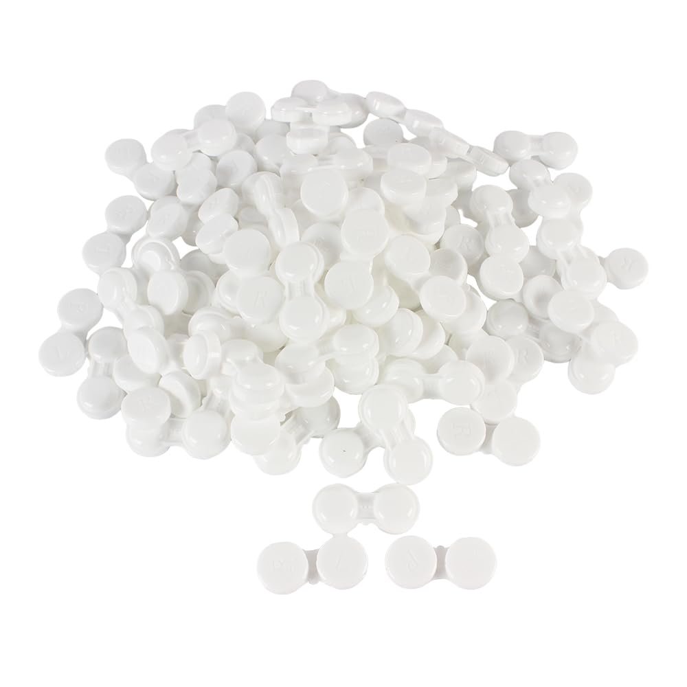 Dhoptical 100Pcs Contact lens case Colorful Contact Lens Holder Box Left/Right Eyes (White)