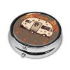 Happy Fall Camper Round Pill Box Mini Metal Pill Case for Purse Small Cute 3 Compartment Medicine Pill Organizer Portable Pill Container Holder for Daily Medicine Vitamin view 4