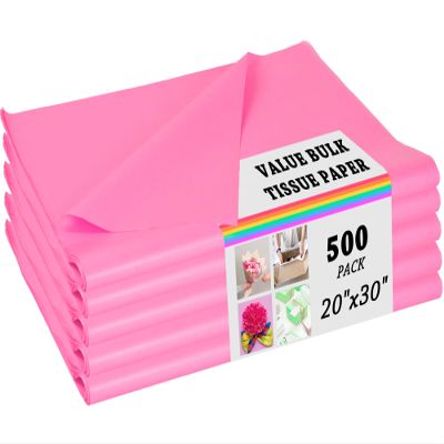 500 Sheets of Pink Tissue for Gift Bags - Bulk Wrapping Tissue, 20 X 30 Inches. Ideal Pink Packaging for Gift Wrap, Filler, Crafts, DIY Projects, Weddings, Birthdays, Baby Showers, Valentine's Day