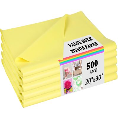 500 Sheets Yellow Tissue Paper for Gift Bags Wrapping Tissues Bulk 20 X 30 Inch Packaging Paper for Gift Wrap Flower Art Crafts DIY Birthday Wedding