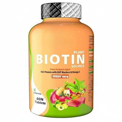 100% Plant Based Biotin Tablets with High Protein Vitamin DHT Omega 3 for Strong Hairs, Nails Growth & Glowing Skin.