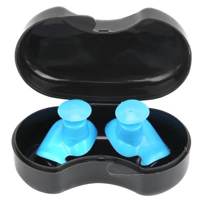 Gavigain Swimming Ear, Soft Waterproof Noise Canceling Reduction Ear Reusable Water Sports Ear with Case for Showering, Bathing, Surfing (Blue)