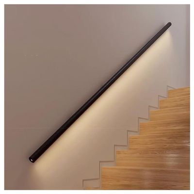 Sxlawesom LED Handrail, Lighted Staircase Handle with Light, Wall Mounted Hand Railings, Corridor Wall Light, Aluminum, with 2 Flush Endcaps (Color : Black, Size : 19.7"/0.5m)