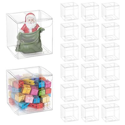 BENECREAT 120pcs Clear Plastic Favor Box 2.4x2.4x2.4 Inches Gift Packing Box for Candy Choclate and Dessert, Wedding Party Treats, Valentine's Day Festival Gift Packaging