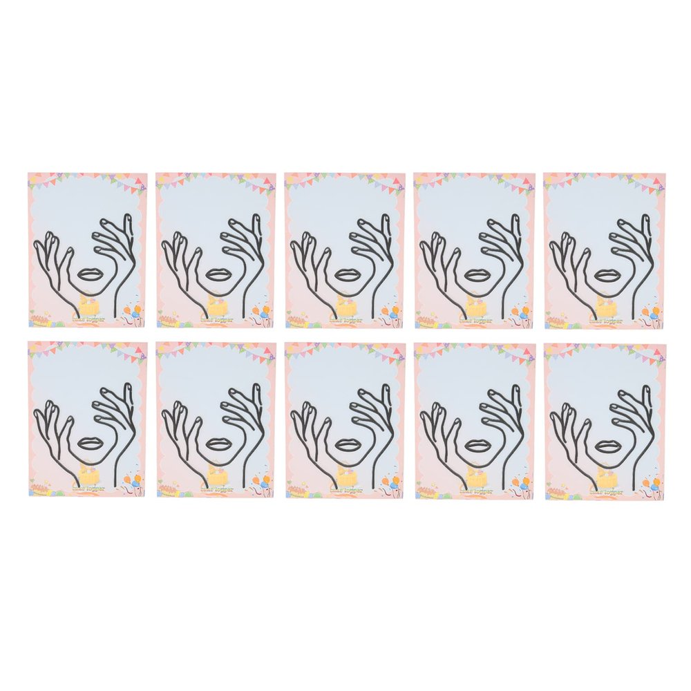 10 Sets Acrylic Minimalist Art Face Lips Cake Topper Girl for Lady Abstract Minimalist DIY Face Lines Cake Toppers for Birthday Cake Toppers Wedding Party (Black Style)