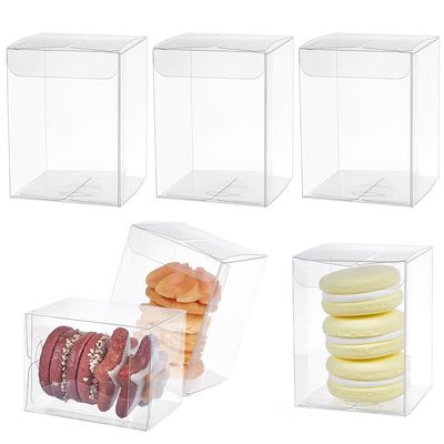 BENECREAT 30pcs 2.3x2.3x3.15inch Clear Party Favor Box Gift Wrapping Box with Film Covered for Wedding Party Decor, Choclates, Candy Cookies Favors, Valentine's Day Gift Packaging