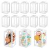 BENECREAT 60pcs Clear Gift Boxes 4.7x2.75x2.75 PVC Treat Favor Boxes with White Bowknot Lace for Candy Chocolate, Wedding Party Favors, Valentine's Day Festival Gift Packaging view 1