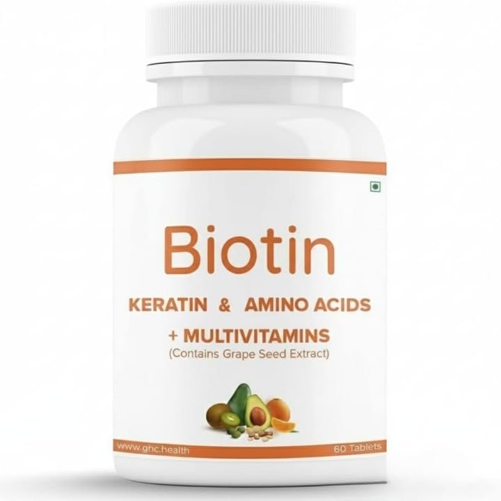 Beard Biotin- 100% Vegan, 60 Tablets (Pack of 1) | Promotes Stronger & Thicker Beard Growth, Powered with Vitamin A, Vitamin E, Vitamin B7, Keratin & Amino Acids