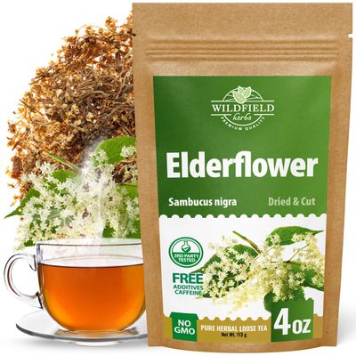 4 oz. Dried Elderflower Tea Herbal Tea (Flores Sambuci Nigrae) - 113g Elder Flower Herb Espino Blanco