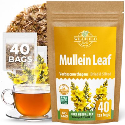 40 Bags Mullen Tea Mullein Tea Leaf (Verbscum L.) - 40 Count 1.5g Bags Mullen Leaves Mullein Loose Leaf Hoja De Gordolobo