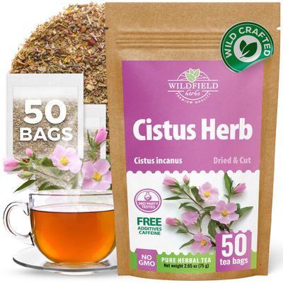 50 Bags Cistus Tea Cistus Incanus Tea Herbal (Cstus L.) - 50 Count 1.5g Herb Bags