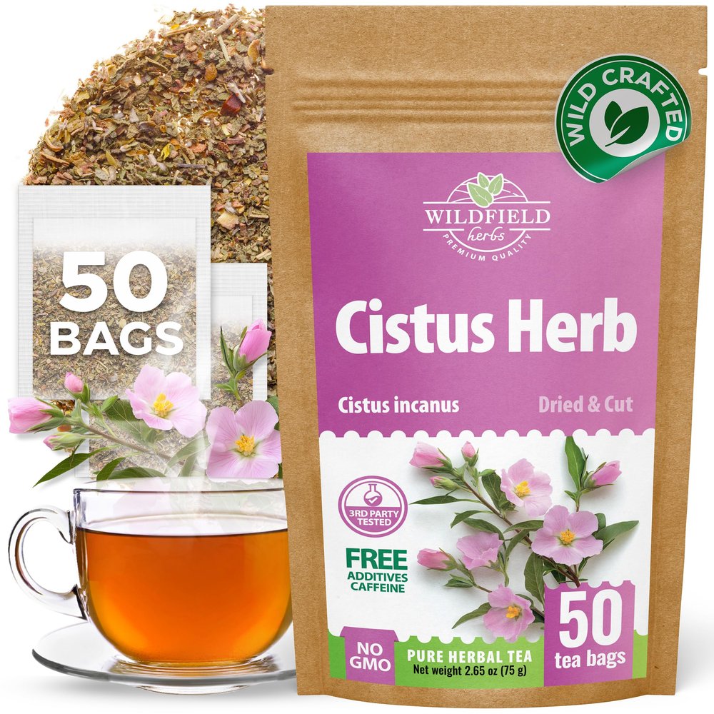 50 Bags Cistus Tea Cistus Incanus Tea Herbal (Cstus L.) - 50 Count 1.5g Herb Bags