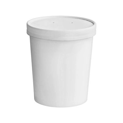 25-Pack of 32oz Eco-Friendly White Soup Bowls With Lids - Disposable Food Cups, Container for Restaurants, Take-Outs, or To-Go Lunch