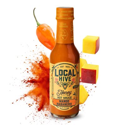 Local Hive Mango Habanero Honey Hot Sauce  6 oz | Sweet & Spicy | Natural Raw Honey with Mango & Habanero Peppers | Perfect for Dipping, Tacos, BBQ, Grilling & Cooking