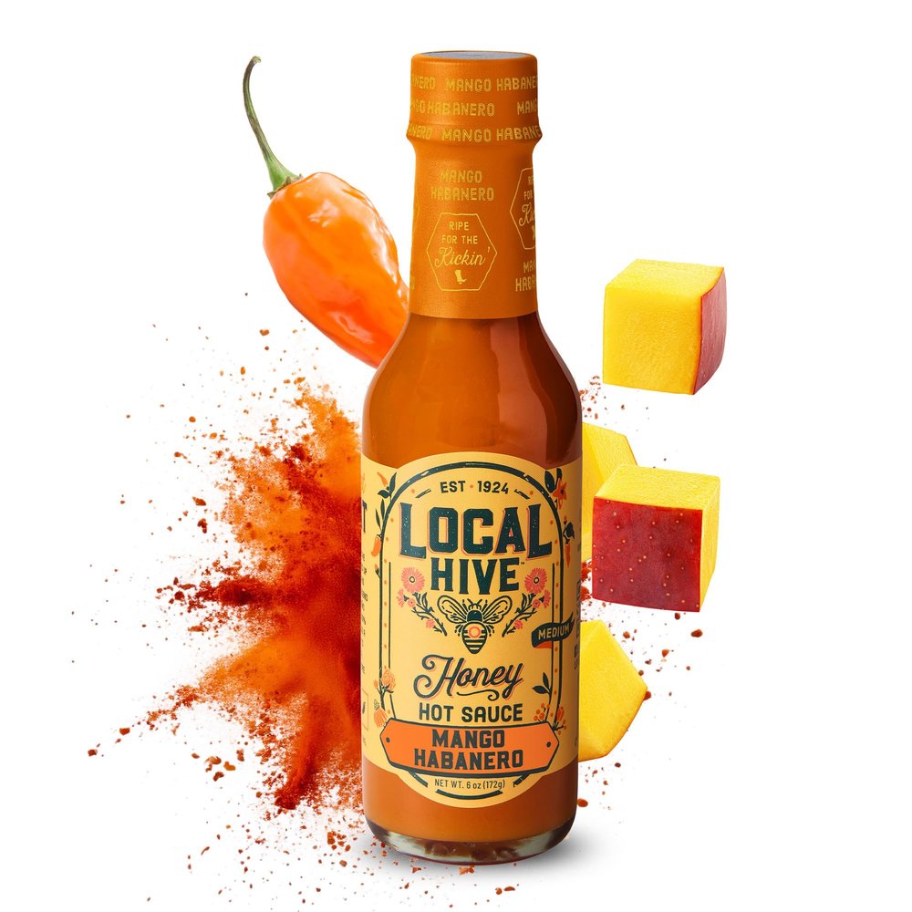 Local Hive Mango Habanero Honey Hot Sauce  6 oz | Sweet & Spicy | Natural Raw Honey with Mango & Habanero Peppers | Perfect for Dipping, Tacos, BBQ, Grilling & Cooking