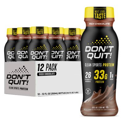 Don't Quit! Clean Sports Protein Ready to Drink, Rich Chocolate, Kosher, Gluten Free, 12 Fluid Ounce (Pack of 12)