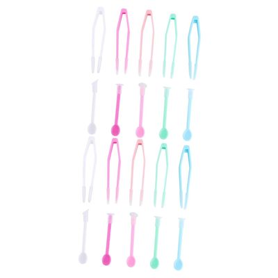 PartyKindom 10sets Lenses Tweezers and Suction Stick Remover Tool for Travel and Home Use Mixed Colors Green Blue Rosy Pink White Convenient Eyeglass Accessory Kit