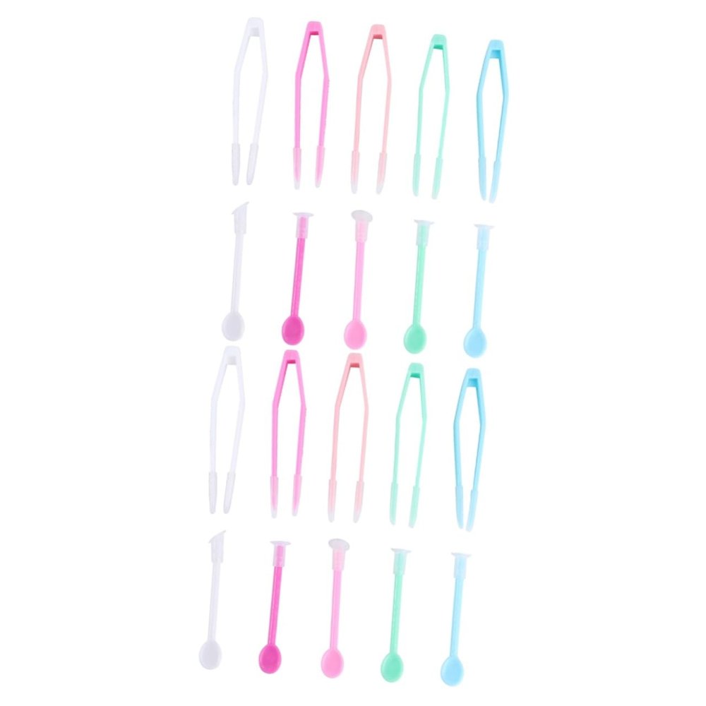 PartyKindom 10sets Lenses Tweezers and Suction Stick Remover Tool for Travel and Home Use Mixed Colors Green Blue Rosy Pink White Convenient Eyeglass Accessory Kit