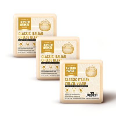 Farmers Market, Gluten Free, Keto, Paleo, Low Sodium, Zero Sugar, Wisconsin Cheese Gift Sets, 3-Pack, Classic Italian Cheese Blend