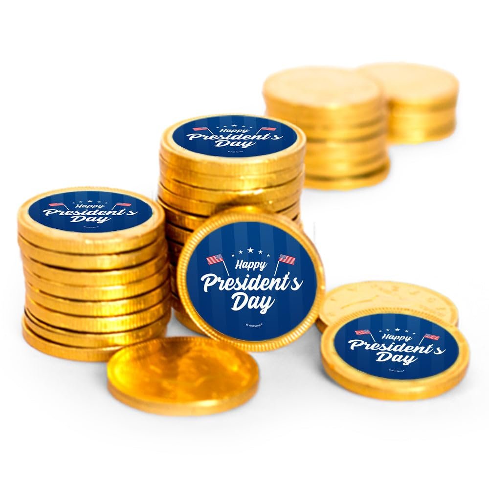 80 Pcs President's Day Candy Favors Chocolate Coins with Gold Foil - Classroom Party Supplies & Decor