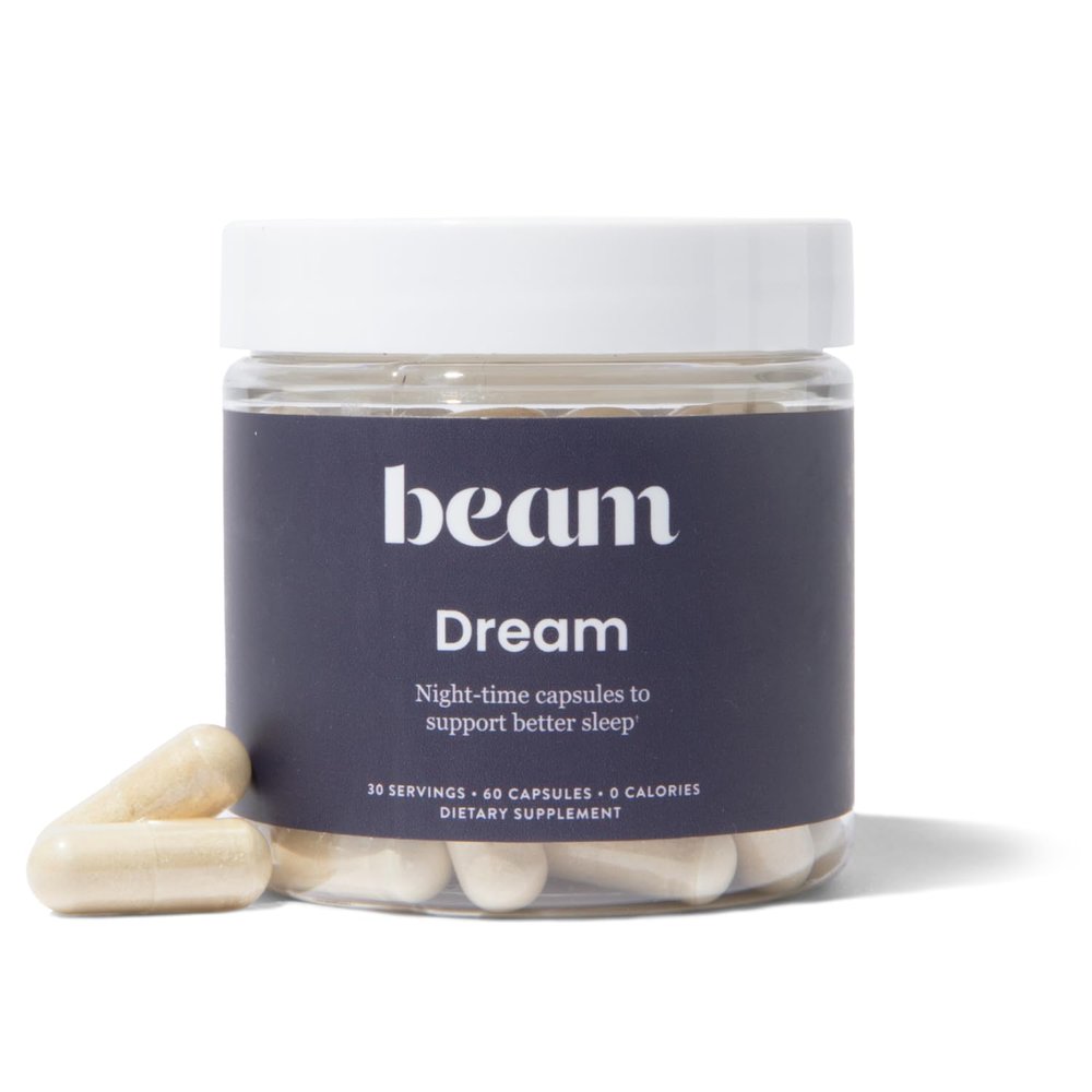 Beam Dream Sleep Capsules, L-Theanine, Apigenin, Reishi and Magnesium, Third Party Tested Natural Sleep Aid & Sleep Supplement for Deep Sleep, Relaxation and Recovery, Sleep Support, 30 Servings
