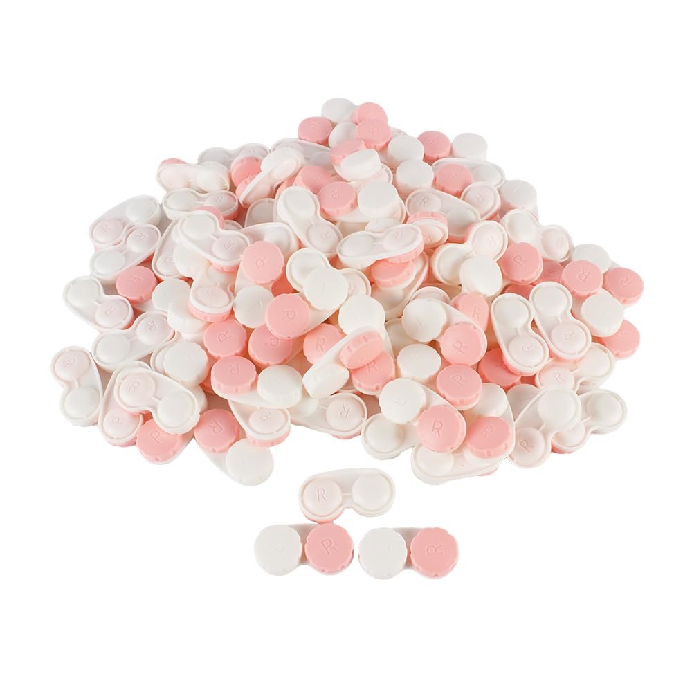 Dhoptical 50 PCS Contact lens case coloful large size Bulk Box Holder Container, Contact Lens Case Set (pink)
