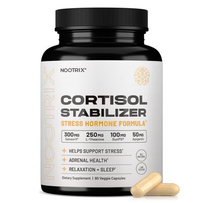 Nootrix Cortisol Manager & Stabilizer Supplement | Supports Deep Sleep, Relaxation, Adrenal Health & Stress | 300mg Ashwagandha | L-Theanine, Rhodiola Rosea Extract & Apigenin | 90 Capsules