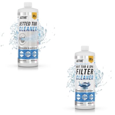 ACTIVE Jetted Bath Tub Cleaning Solution and Hot Tub Filter Cleaner - Includes 32oz of Whirlpool Tub Cleaner and Spa Filter Cleaning Liquid