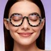 ICARA Rhinestones Reading Glasses Retro Round Diamond Blue Light Blocking Computer Glasses Readers mit Spring Hinge (black, 2, x) view 2