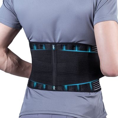 Back Brace With 6 Stays For Work And Daily Life, Lower Back Support Belt Women Men Waist Trainer Lumbar Decompression Band For Herniated Disc, Sciatica (Color : Black, Size : Medium)