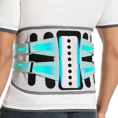 Back Brace For Lower Back Pain Relief, Men Women Waist Support With Bionic Support Plate Breathable Lumbar Back Support Belt Back Pain Relief Products (Color : Gray, Size : Large)