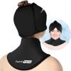 ComfiTECH Cold Cap and Neck Ice Pack Wrap Gel Combo, Care Package for Head and Cervical, Black, Large view 1