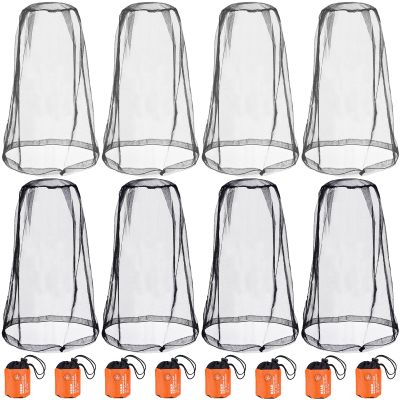 Wholelovein 8 Pack Gray & Black Mosquito Covers Wearable Head Net Face Mesh Protecting Net Mosquito Fly Insects Bugs Preventing for Outdoor Activity
