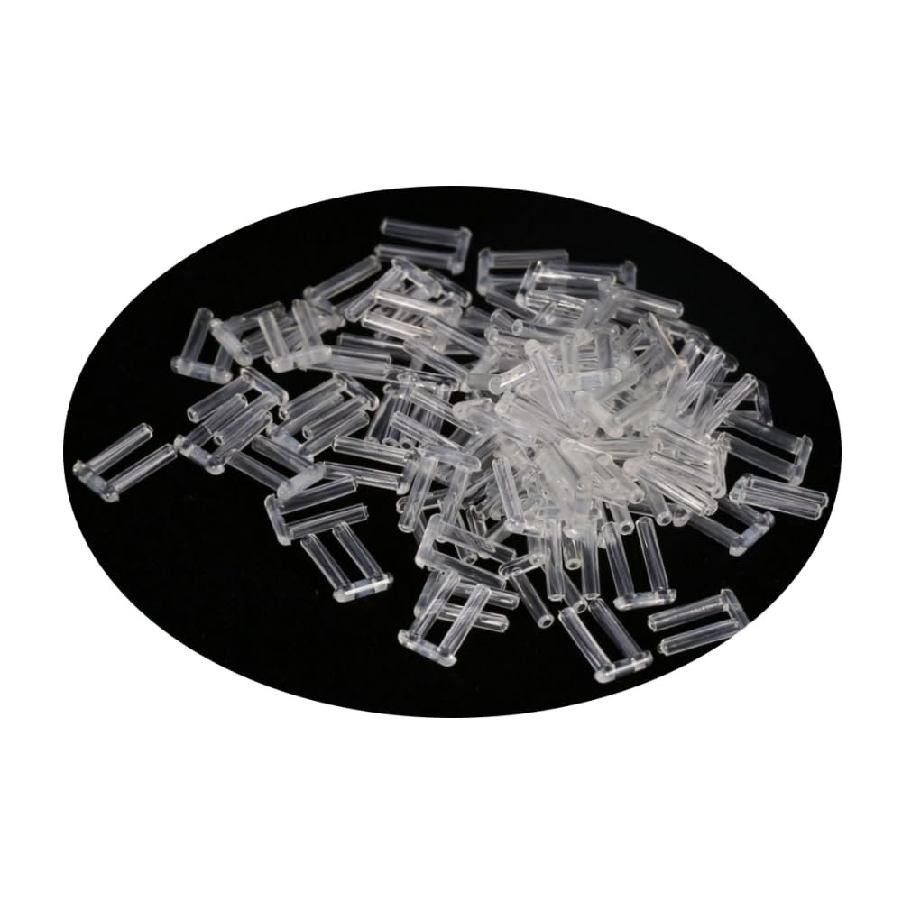 200pcs Rimless Frames Sleeves U-Clip Plastic Compression Sleeves for Rimless Glasses Accessories Tools 1.4/1.5/1.6 (1.4mm x 7mm x 0.8mm with Hole)