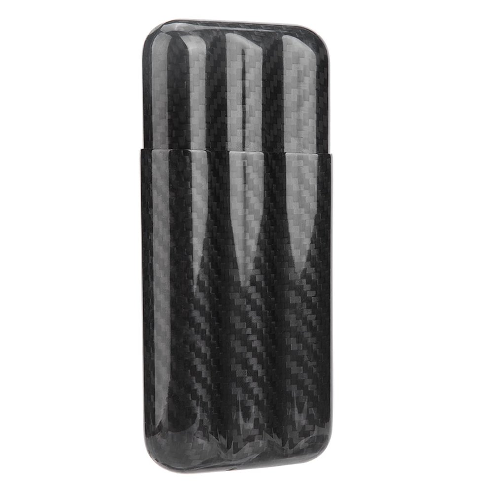 PerGar Cigar Holder Case, Carbon Fiber Cigar Case Humidors 3 Tubes Cigar Holder Storage Box Travel Case Car Interior and Exterior Modification