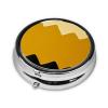 Pill Box 3 Compartment Medicine Pill Organizer Mustard Yellow and Black Round Pill Case for Purse & Pocket Travel Pillbox Portable Metal Medicine Vitamin Fish Oil Organizer Unique Gift view 2