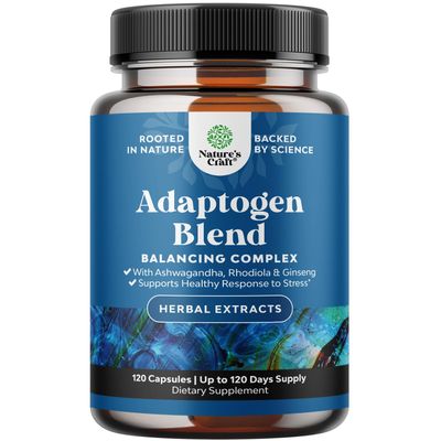 Herbal Adaptogen Mood Support Supplement - Calming Adaptogens Supplement for Stress & Cortisol Management with Ashwagandha Rhodiola Rosea & Maca Root - Vegan Non GMO & Daytime Friendly -120 Count