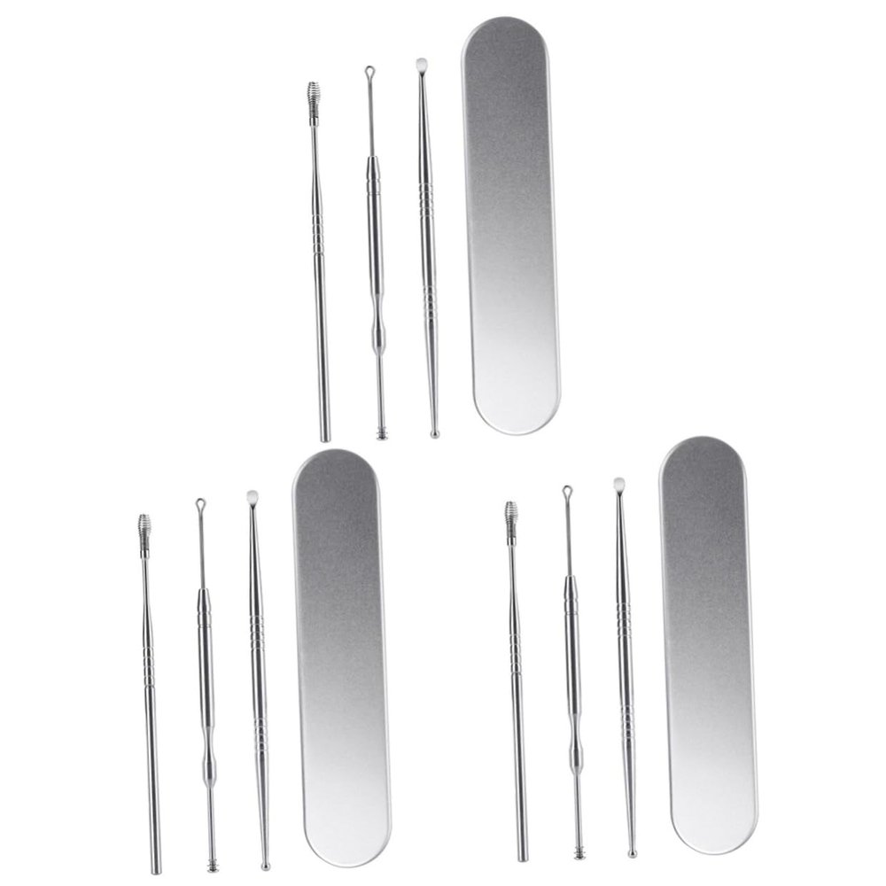 Gatuida 9pcs Stainless Steel Ear and Gentle Wax Removal Ergonomic Design Easy to Clean Ear Cleaning Tools
