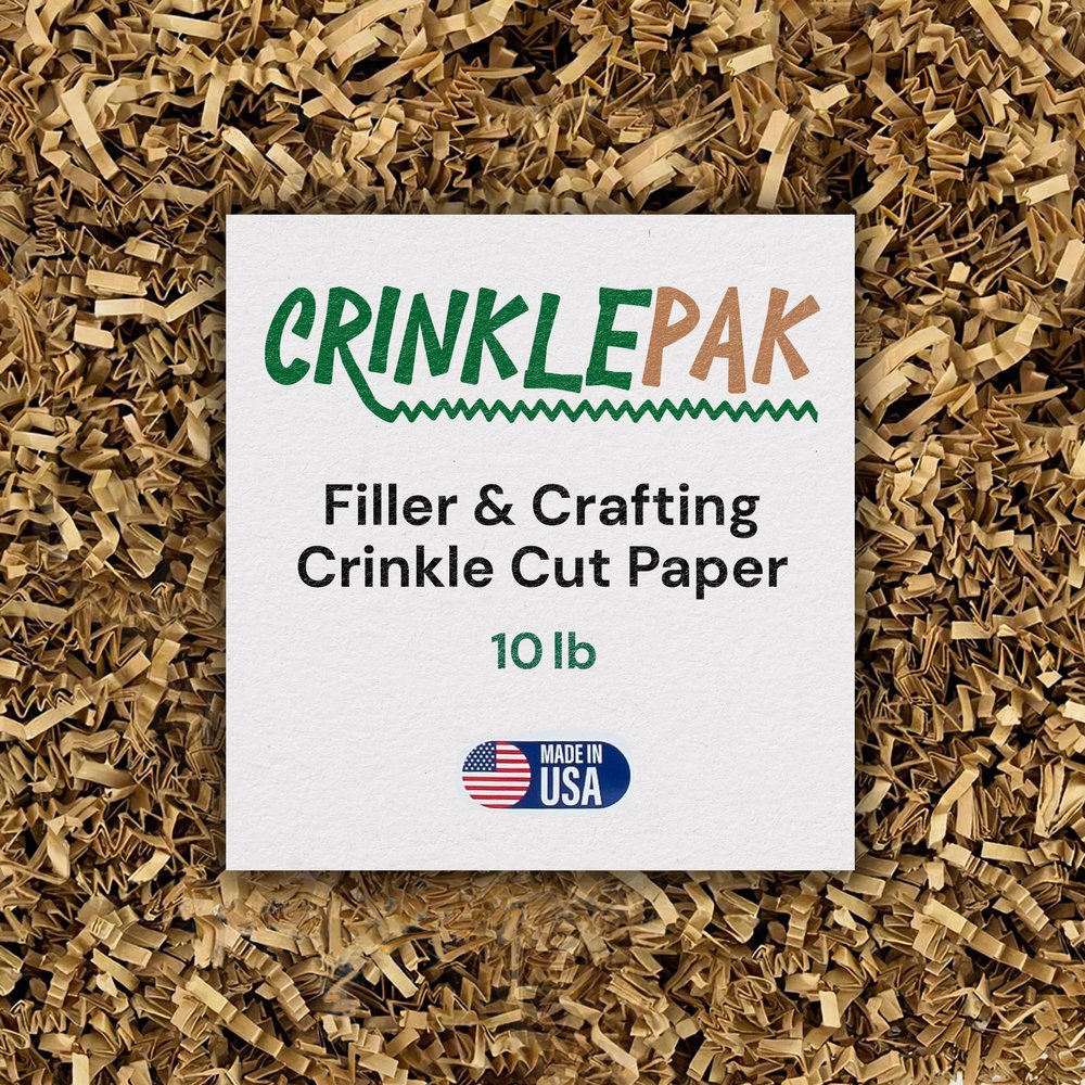 Crinklepak 10LB USA Made Kraft Crinkle Paper Filler | Great Shredded Paper For Gift Baskets, Shipping Packages, Gift Box Filler, Basket Filler, Birthdays, Weddings, Anniversaries | Kraft Crinkle Shred