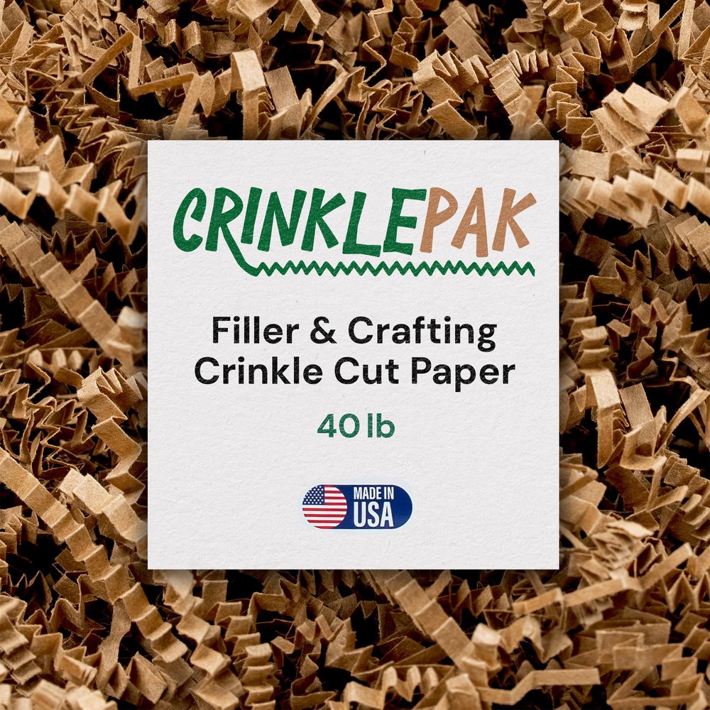 CrinklePak 40 LB USA Made crinkle paper filler | Paper Shred Filler for Shipping packages, Gift Wrap, Great packing paper for gift basket filling, Birthdays, Weddings, and Anniversaries | Kraft