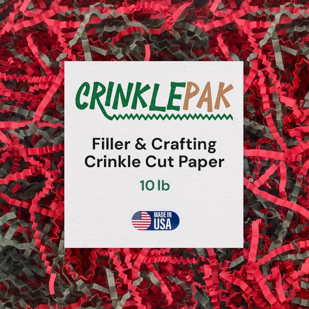 CrinklePak 10 LB USA Made crinkle paper filler | Paper Shred Filler for Shipping packages, Gift Wrap, Great packing paper for gift basket filling, Birthdays, Weddings, and Anniversaries | Christmas