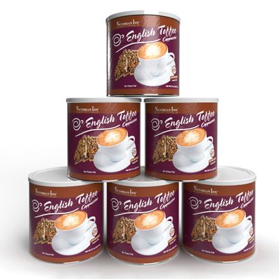 Victorian Inn Instant Cappuccino - English Toffee Flavor - Rich & Creamy Coffee Mix - Great Hot, Cold, or Blended - Ideal as Coffee Creamer - 2 lb Canister (Pack of 6)