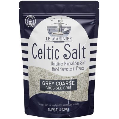 Le Marinier Celtic Salt Organic Grey Coarse, 1.1lb - 18oz. Mineral Rich 100% Natural and Unrefined French Sea Salt Organic. Hand Harvested Mineral Sea Salt, Sel Gris (1.1lb Grey Coarse)
